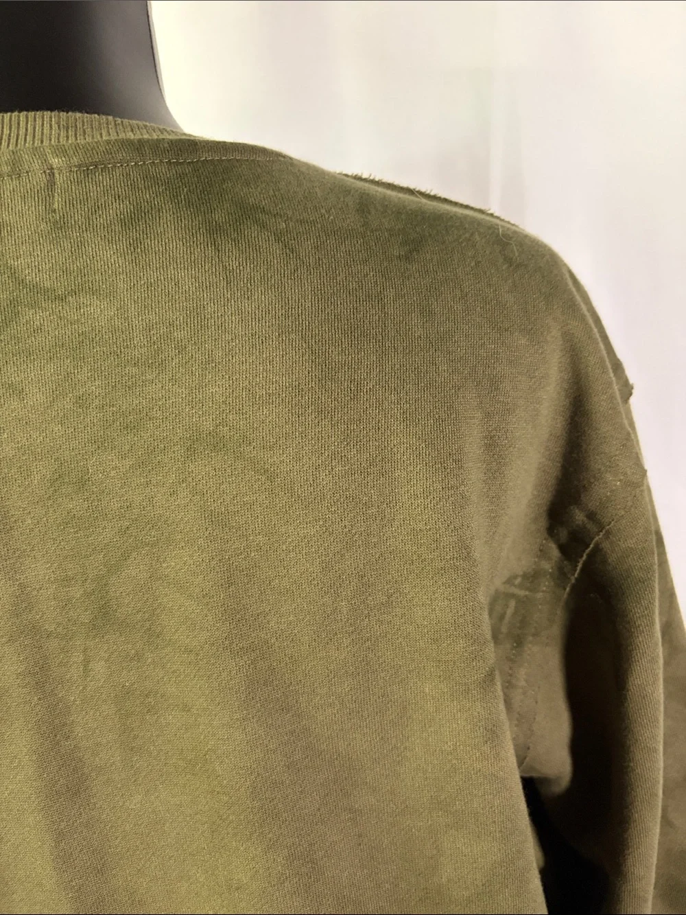 True Religion Camo Green Tie Die Debossed Rib Pullover Crewneck Sweatshirt